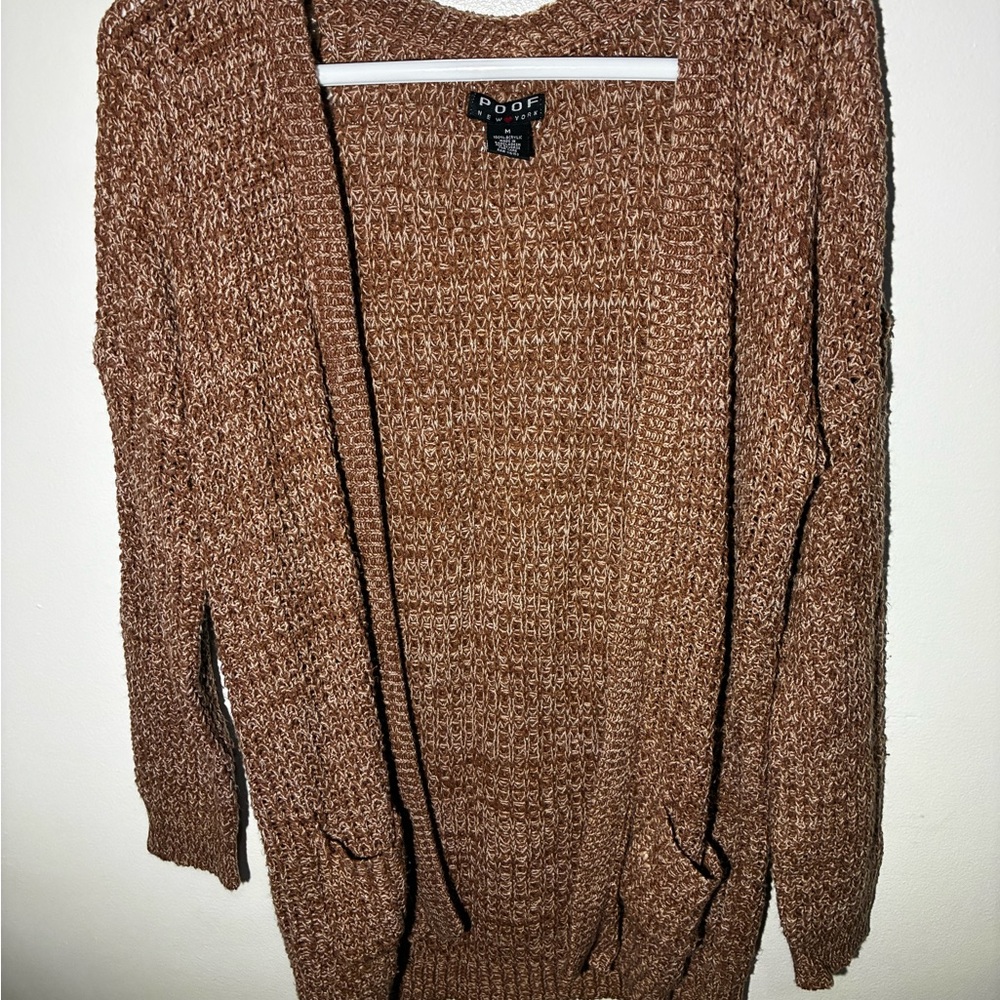 Poof! Cozy Brown Knit Cardigan